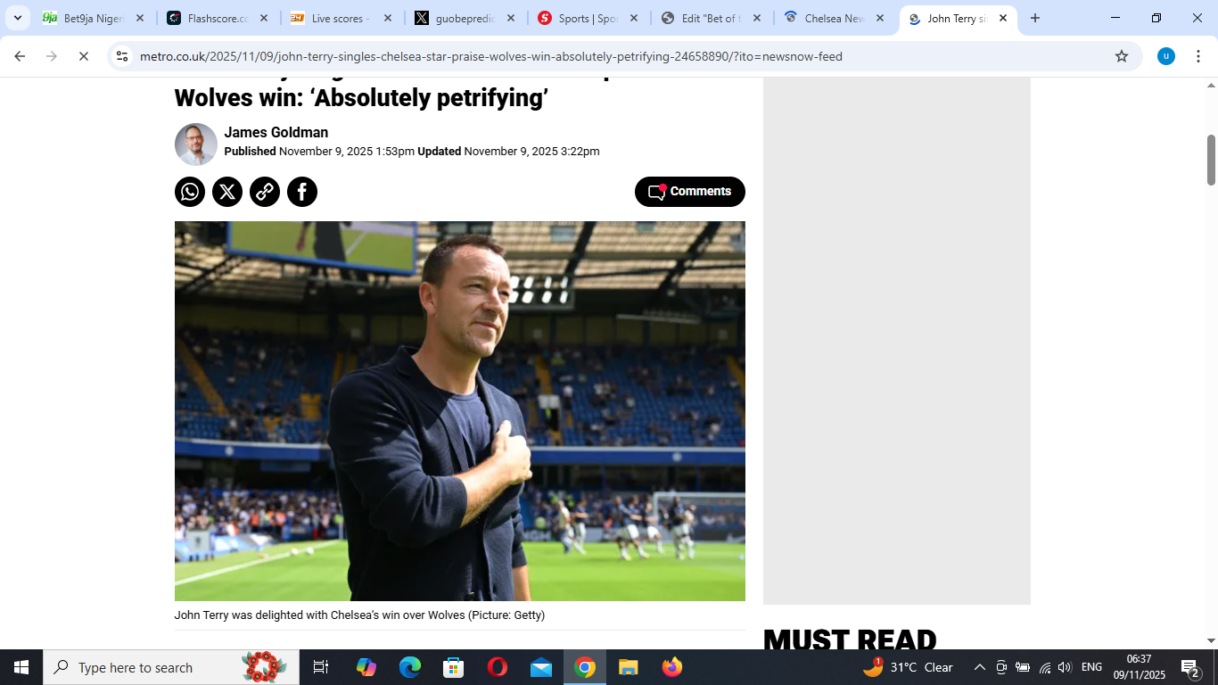 John Terry singles out Chelsea star for praise after Wolves win: ‘Absolutely petrifying’